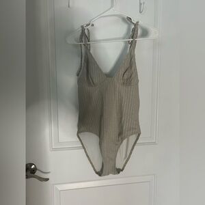 SOLID & STRIPED Metallic Ribbed Swimsuit